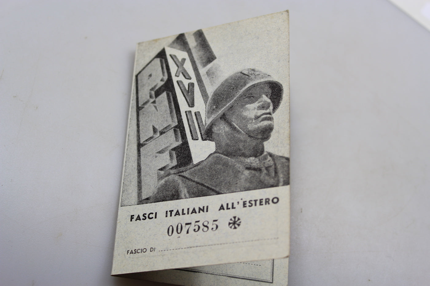 Tessera PNF XVII° Fasci Italiani al'Estero