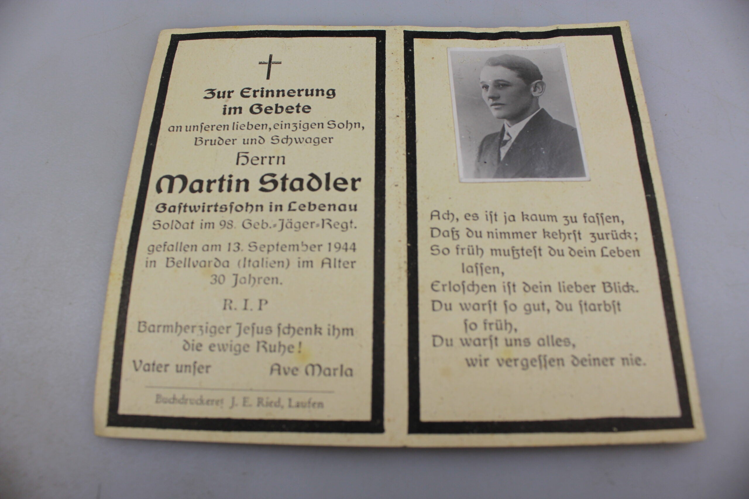 Sterbebilder Gebirgsjager