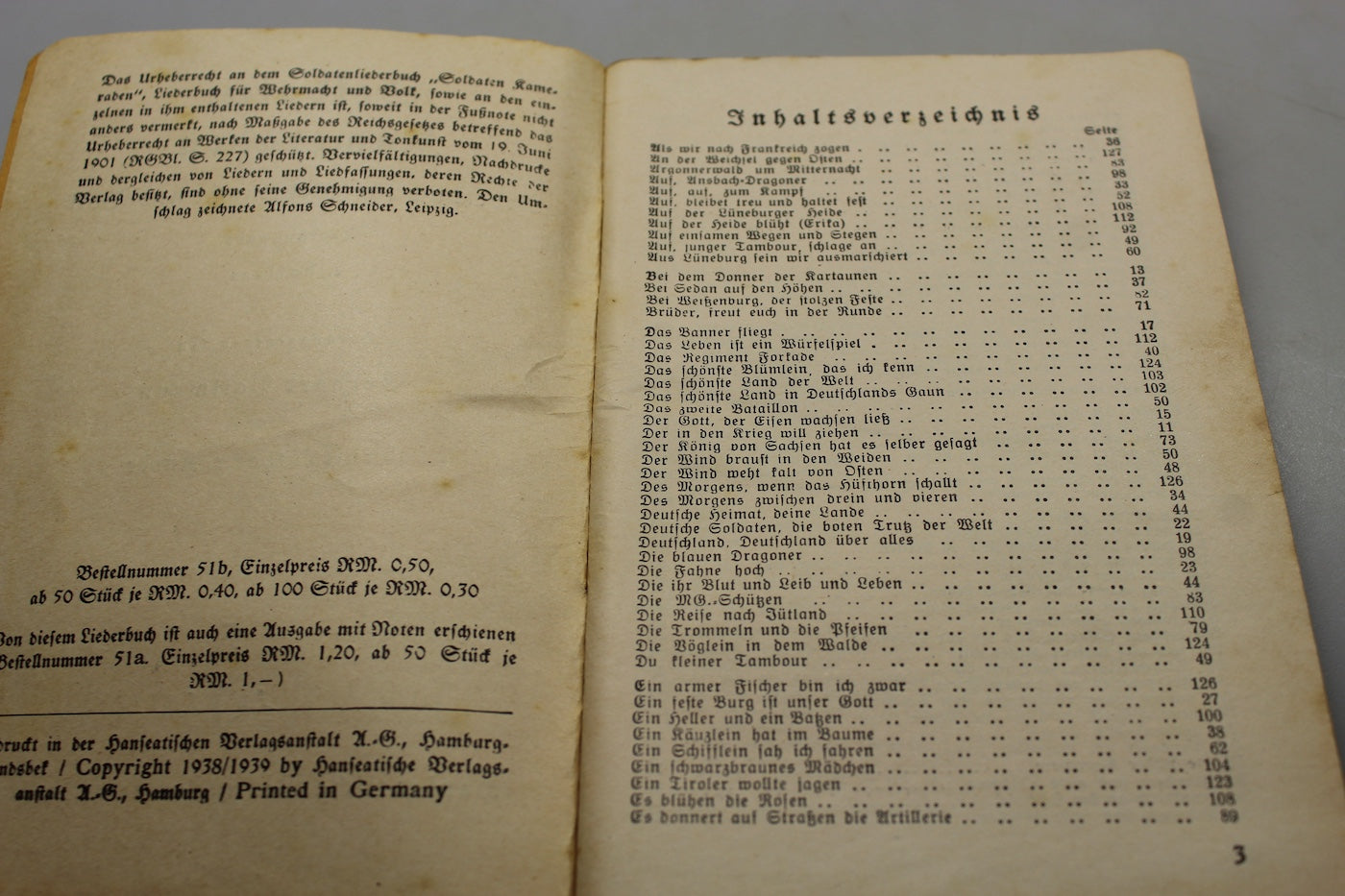 "Soldaten Kameraden" Liederbuch fur Wehrmacht und Volk 1938/39