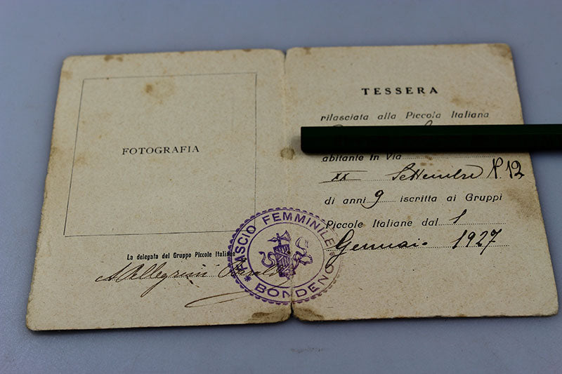 Tessera ONB - "Piccole Italiane" VI°