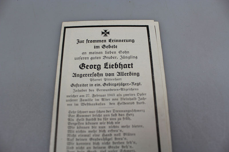 Sterbebilder Gebirgsjager Caucaso  27/2/43