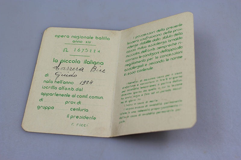 Tessera OB "Piccola Italiana" XIV°