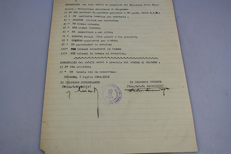 Documento RSI zona di Bergamo 1944