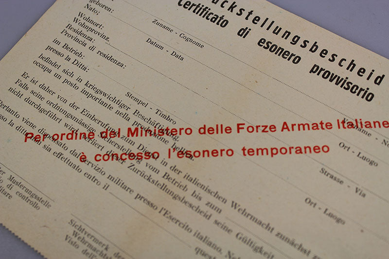 Foglio congedo provvisorio RSI