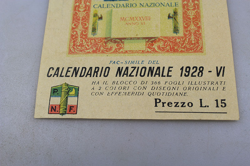Volantino calendario PNF 1928