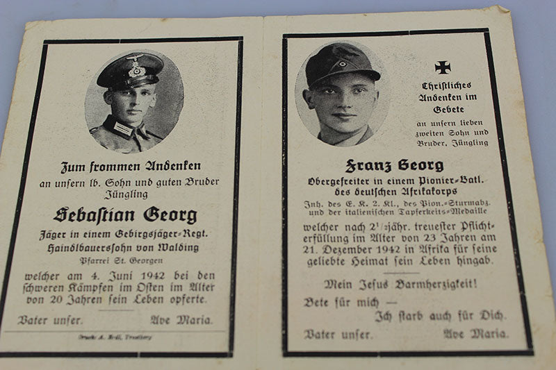Sterbebilder tre fratelli, due Gebirgsjager