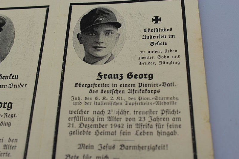 Sterbebilder tre fratelli, due Gebirgsjager