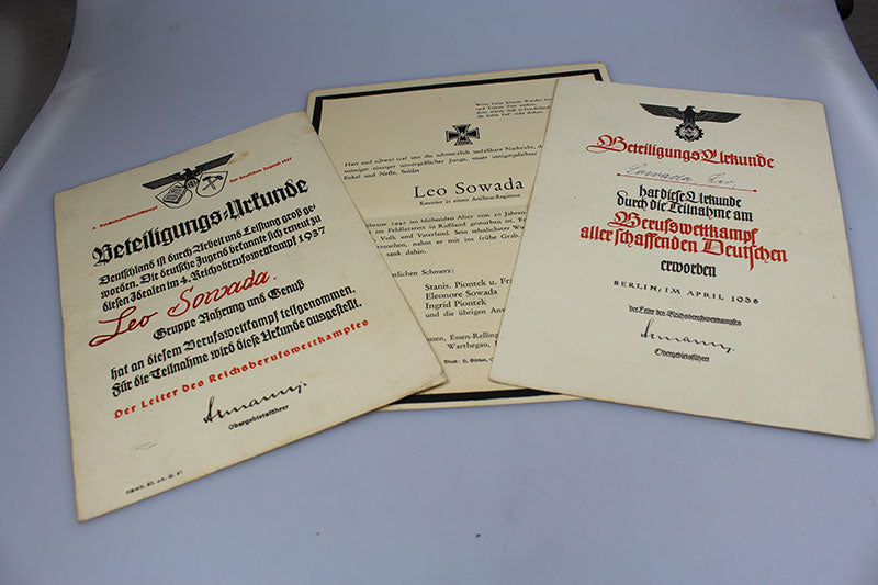Coppia di Urkunde Berufswettkampf 1936 e 1937