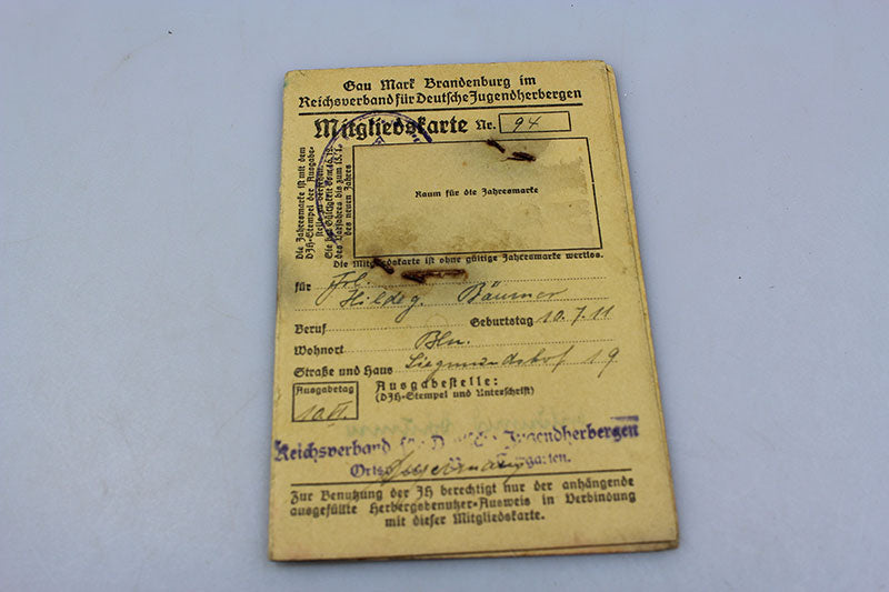 Tessera "Reichsverband fur Deutsche Jugendherbergen"