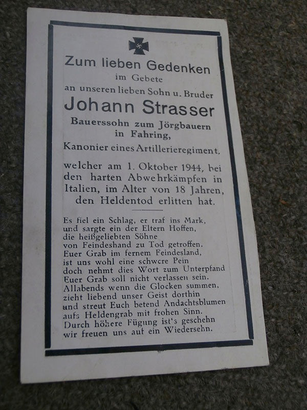 Sterbebilder  1/10/44. Italia