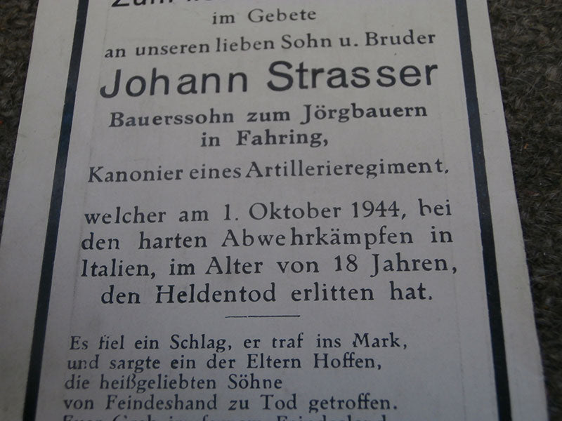 Sterbebilder  1/10/44. Italia