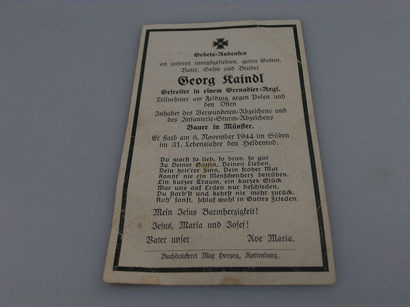 Sterbebilder Sud Front 8/10/44
