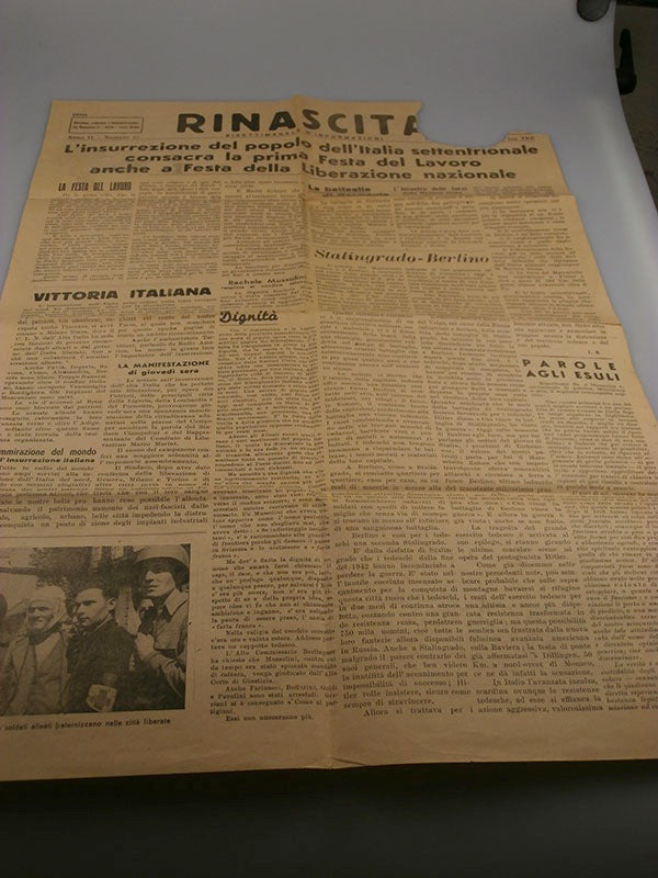 "Rinascita" due numeri del 3 e 6 Maggio 1945