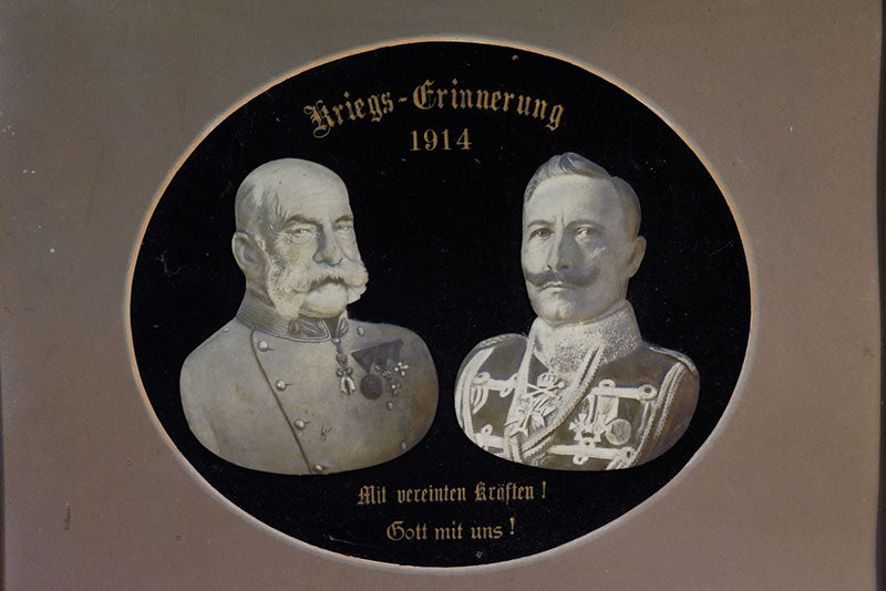 Quadro in cornice d'epoca raffigurante Franz Josef e Wilhelm II - cm 58x48