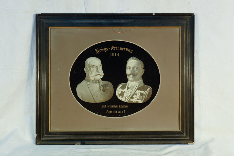 Quadro in cornice d'epoca raffigurante Franz Josef e Wilhelm II - cm 58x48